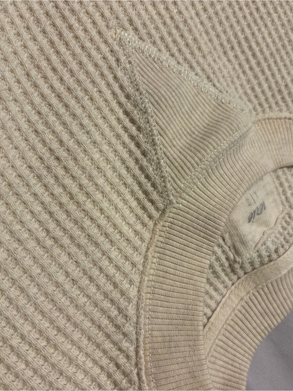 aerie Cream Waffle-Knit Crewneck Pullover - Picture 3 of 4